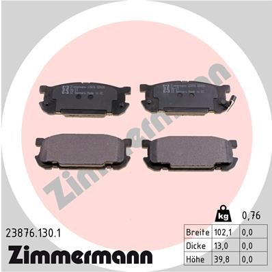 Bromsbeläggsats, Bakaxel Zimmermann 23876.130.1 ZIMMERMANN