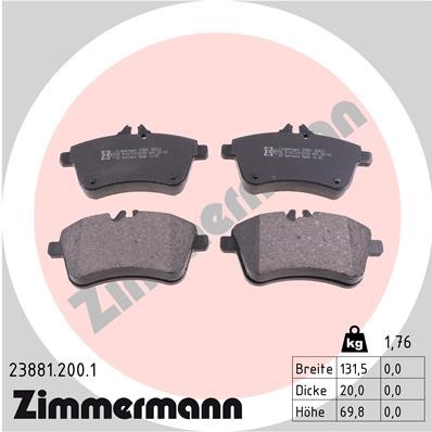 Bromsbeläggsats, Framaxel Zimmermann 23881.200.1 ZIMMERMANN