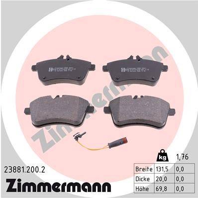Bromsbeläggsats, Framaxel Zimmermann 23881.200.2 ZIMMERMANN