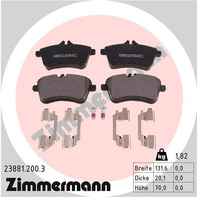 Bromsbeläggsats, Framaxel Zimmermann 23881.200.3 ZIMMERMANN