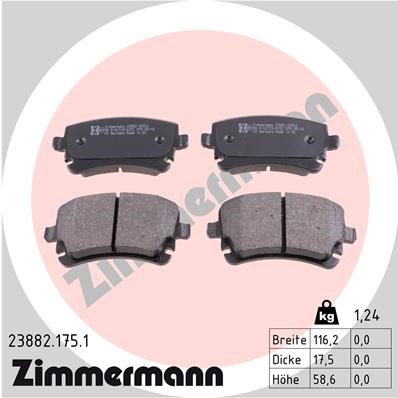 Bromsbeläggsats, Bakaxel, Framaxel Zimmermann 23882.175.1 ZIMMERMANN