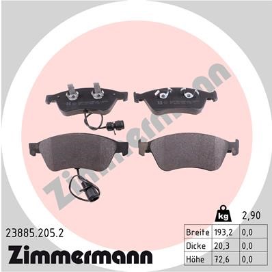 Bromsbeläggsats, Framaxel Zimmermann 23885.205.2 ZIMMERMANN