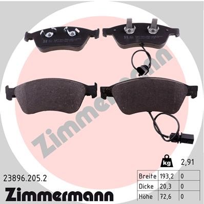 Bromsbeläggsats, Framaxel Zimmermann 23896.205.2 ZIMMERMANN