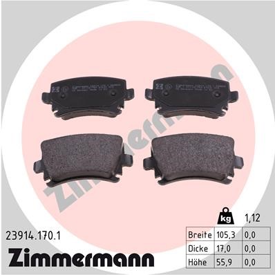 Bromsbeläggsats, Bakaxel Zimmermann 23914.170.1 ZIMMERMANN