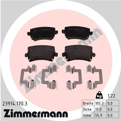 Bromsbeläggsats Ventilerad, Bakaxel Zimmermann 23914.170.3 ZIMMERMANN