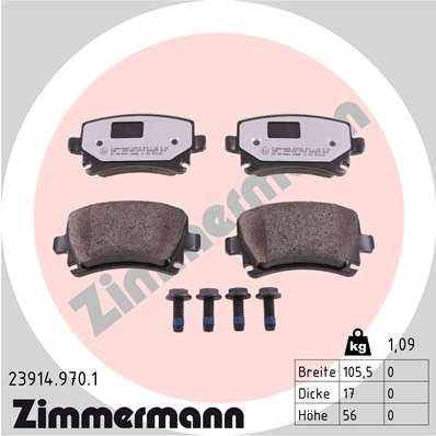 Bromsbeläggsats, Bakaxel Zimmermann Rd:z 23914.970.1 ZIMMERMANN