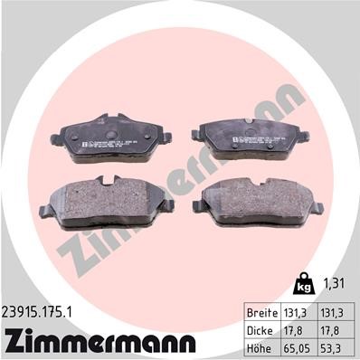 Bromsbeläggsats, Framaxel Zimmermann 23915.175.1 ZIMMERMANN