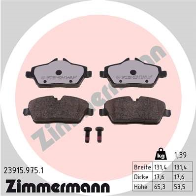 Bromsbeläggsats, Framaxel Zimmermann Rd:z 23915.975.1 ZIMMERMANN