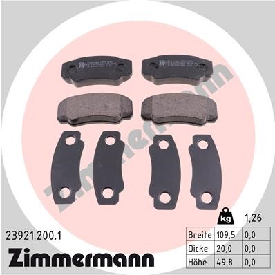 Bromsbeläggsats, Bakaxel Zimmermann 23921.200.1 ZIMMERMANN