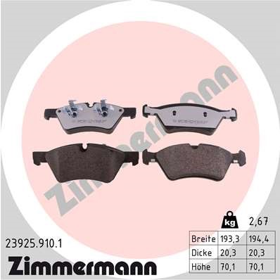 Bromsbeläggsats, Framaxel Zimmermann Rd:z 23925.910.1 ZIMMERMANN