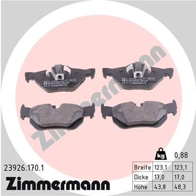 Bromsbeläggsats, Bakaxel Zimmermann 23926.170.1 ZIMMERMANN