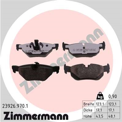 Bromsbeläggsats, Bakaxel Zimmermann Rd:z 23926.970.1 ZIMMERMANN