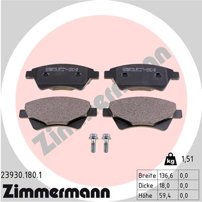 Bromsbeläggsats, Framaxel Zimmermann 23930.180.1 ZIMMERMANN