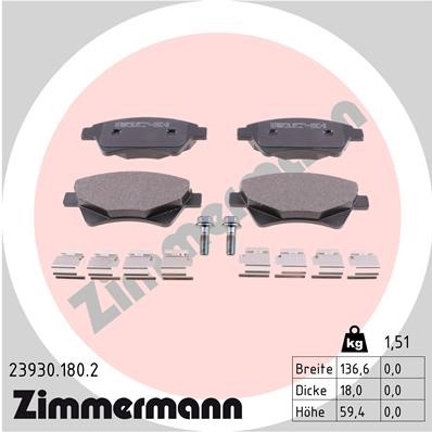 Bromsbeläggsats, Framaxel Zimmermann 23930.180.2 ZIMMERMANN
