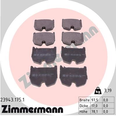 Bromsbeläggsats, Framaxel Zimmermann 23943.175.1 ZIMMERMANN