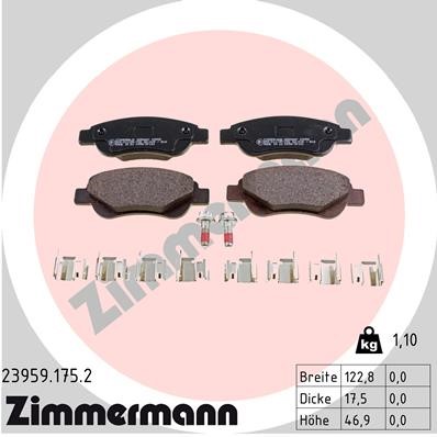 Bromsbeläggsats, Framaxel Zimmermann 23959.175.2 ZIMMERMANN