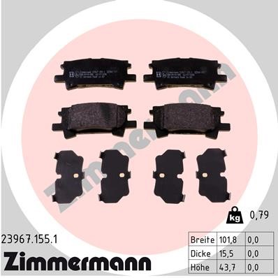 Bromsbeläggsats, Bakaxel Zimmermann 23967.155.1 ZIMMERMANN