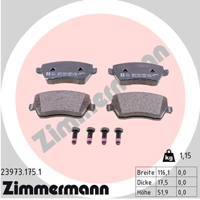 Bromsbeläggsats, Framaxel Zimmermann 23973.175.1 ZIMMERMANN