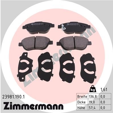 Bromsbeläggsats, Framaxel Zimmermann 23981.190.1 ZIMMERMANN