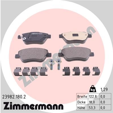 Bromsbeläggsats, Framaxel Zimmermann 23982.180.2 ZIMMERMANN