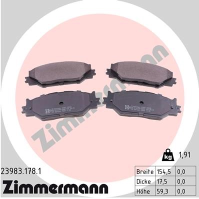 Bromsbeläggsats, Framaxel Zimmermann 23983.178.1 ZIMMERMANN