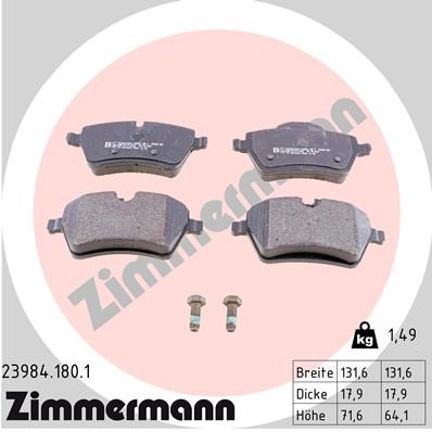 Bromsbeläggsats, Framaxel Zimmermann 23984.180.1 ZIMMERMANN
