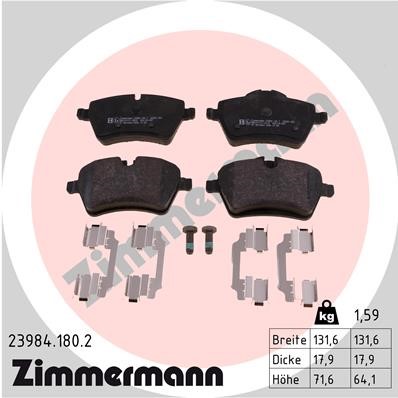 Bromsbeläggsats, Framaxel Zimmermann 23984.180.2 ZIMMERMANN