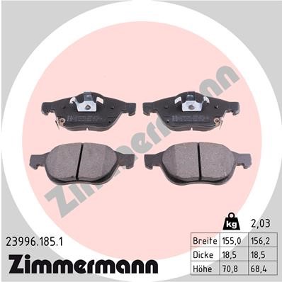 Bromsbeläggsats, Framaxel Zimmermann 23996.185.1 ZIMMERMANN