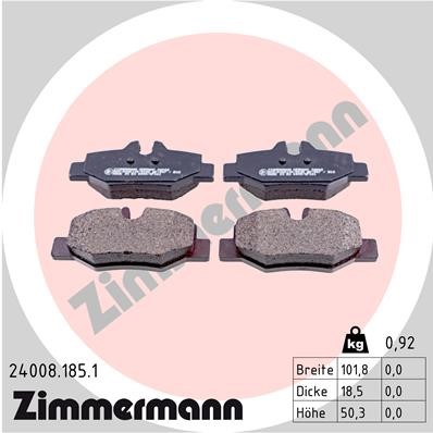 Bromsbeläggsats, Bakaxel Zimmermann 24008.185.1 ZIMMERMANN