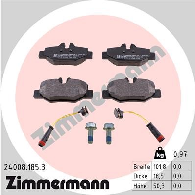 Bromsbeläggsats, Bakaxel Zimmermann 24008.185.3 ZIMMERMANN