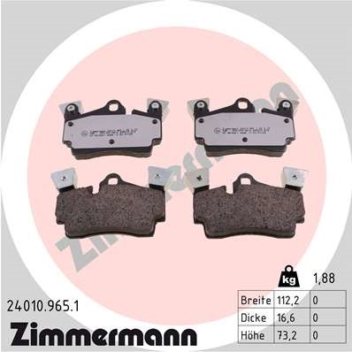 Bromsbeläggsats, Bakaxel Zimmermann Rd:z 24010.965.1 ZIMMERMANN