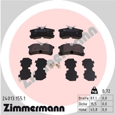 Bromsbeläggsats, Bakaxel Zimmermann 24013.155.1 ZIMMERMANN
