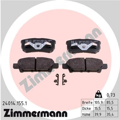 Bromsbeläggsats, Bakaxel Zimmermann 24014.155.1 ZIMMERMANN