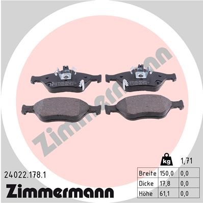 Bromsbeläggsats, Framaxel Zimmermann 24022.178.1 ZIMMERMANN