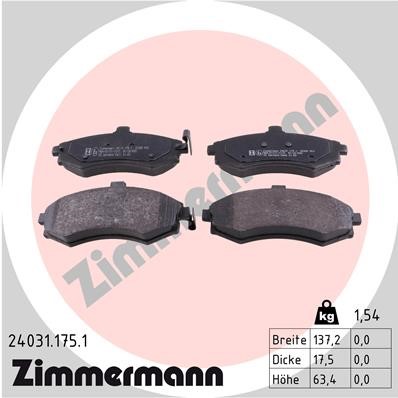 Bromsbeläggsats, Framaxel Zimmermann 24031.175.1 ZIMMERMANN