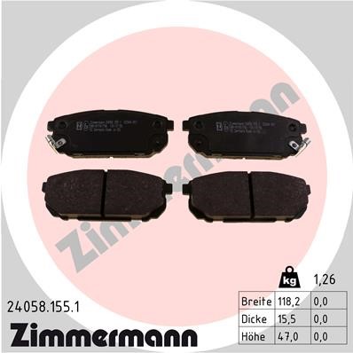 Bromsbeläggsats, Bakaxel Zimmermann 24058.155.1 ZIMMERMANN
