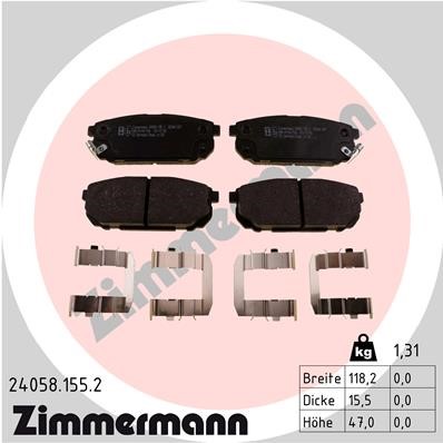 Bromsbeläggsats, Bakaxel Zimmermann 24058.155.2 ZIMMERMANN