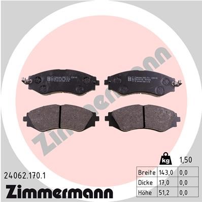 Bromsbeläggsats, Framaxel Zimmermann 24062.170.1 ZIMMERMANN