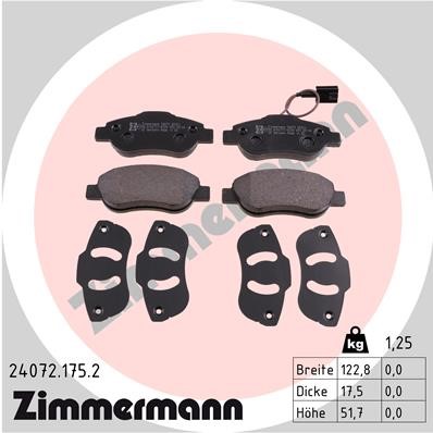 Bromsbeläggsats, Framaxel Zimmermann 24072.175.2 ZIMMERMANN