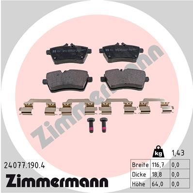 Bromsbeläggsats Ventilerad, Framaxel Zimmermann 24077.190.4 ZIMMERMANN