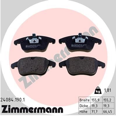 Bromsbeläggsats, Framaxel Zimmermann 24084.190.1 ZIMMERMANN