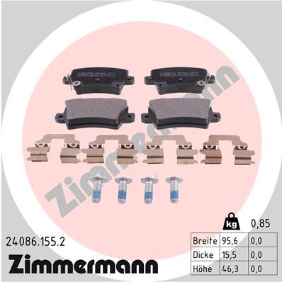 Bromsbeläggsats, Bakaxel Zimmermann 24086.155.2 ZIMMERMANN