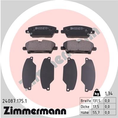 Bromsbeläggsats, Framaxel Zimmermann 24087.175.1 ZIMMERMANN