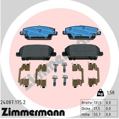 Bromsbeläggsats, Framaxel Zimmermann 24087.175.2 ZIMMERMANN