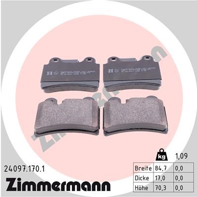 Bromsbeläggsats, Bakaxel Zimmermann 24097.170.1 ZIMMERMANN