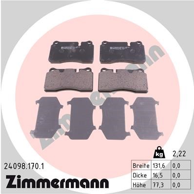 Bromsbeläggsats, Framaxel Zimmermann 24098.170.1 ZIMMERMANN