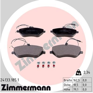Bromsbeläggsats, Framaxel Zimmermann 24133.185.1 ZIMMERMANN