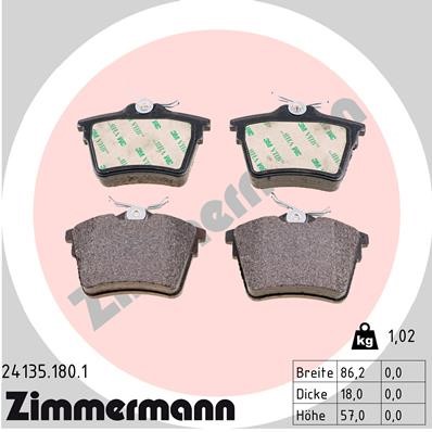 Bromsbeläggsats, Bakaxel Zimmermann 24135.180.1 ZIMMERMANN
