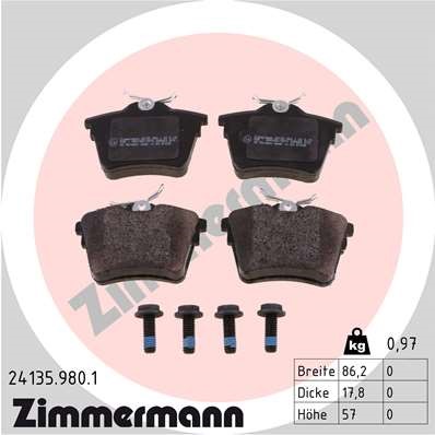 Bromsbeläggsats, Bakaxel Zimmermann Rd:z 24135.980.1 ZIMMERMANN