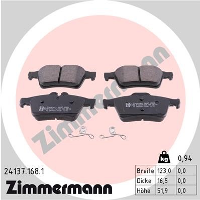 Bromsbeläggsats, Bakaxel Zimmermann 24137.168.1 ZIMMERMANN